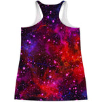 Purple Dark Galaxy Space Print Women's Racerback Tank Top