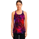 Purple Dark Galaxy Space Print Women's Racerback Tank Top