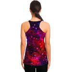 Purple Dark Galaxy Space Print Women's Racerback Tank Top