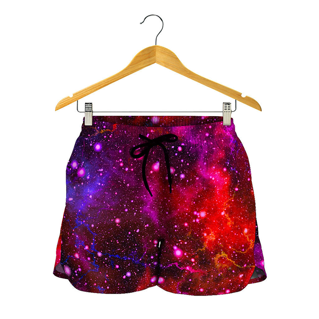 Purple Dark Galaxy Space Print Women's Shorts