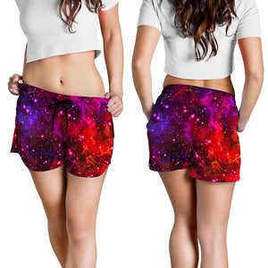 Purple Dark Galaxy Space Print Women's Shorts