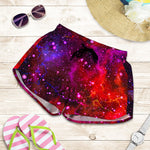 Purple Dark Galaxy Space Print Women's Shorts