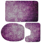 Purple Disco Lights Pattern Print 3 Piece Bath Mat Set
