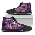 Purple Disco Lights Pattern Print Black High Top Sneakers