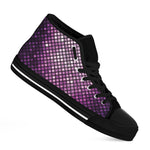 Purple Disco Lights Pattern Print Black High Top Shoes