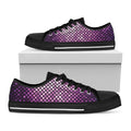 Purple Disco Lights Pattern Print Black Low Top Sneakers