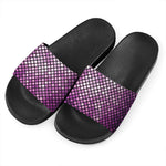 Purple Disco Lights Pattern Print Black Slide Sandals