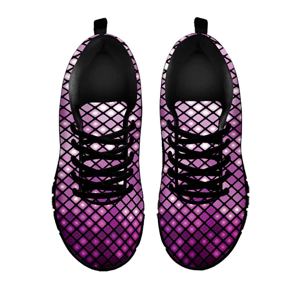 Purple Disco Lights Pattern Print Black Sneakers