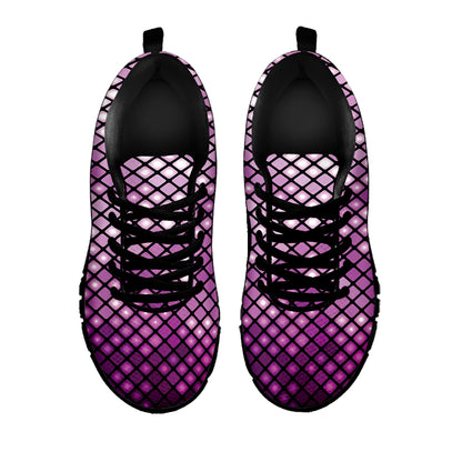 Purple Disco Lights Pattern Print Black Sneakers