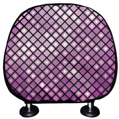 Purple Disco Lights Pattern Print Car Headrest Covers