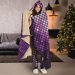 Purple Disco Lights Pattern Print Hooded Blanket