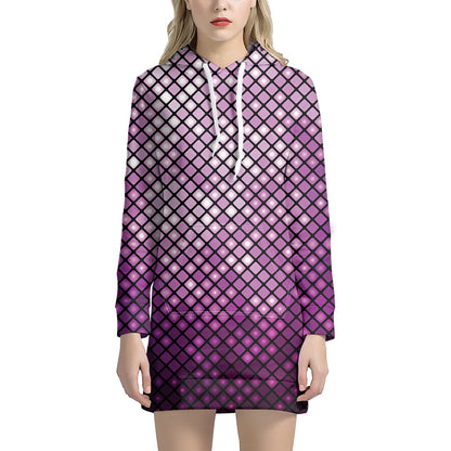 Purple Disco Lights Pattern Print Hoodie Dress