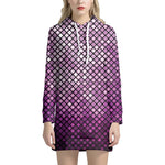 Purple Disco Lights Pattern Print Hoodie Dress