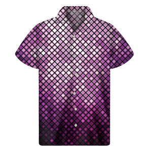 Purple Disco Lights Pattern Print Men's Short Sleeve Shirt