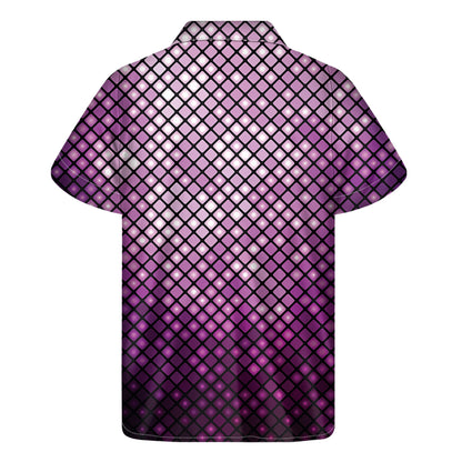 Purple Disco Lights Pattern Print Men's Short Sleeve Shirt