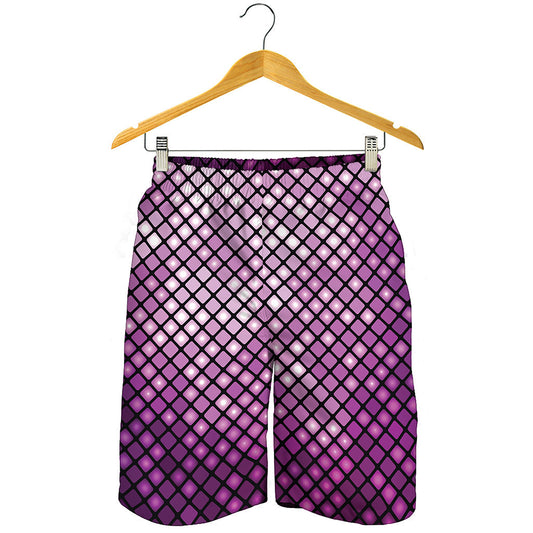 Purple Disco Lights Pattern Print Men's Shorts