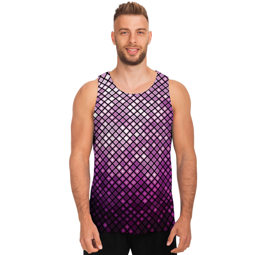 Purple Disco Lights Pattern Print Men's Tank Top