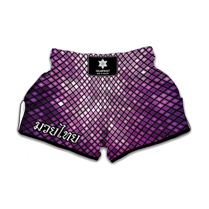Purple Disco Lights Pattern Print Muay Thai Boxing Shorts