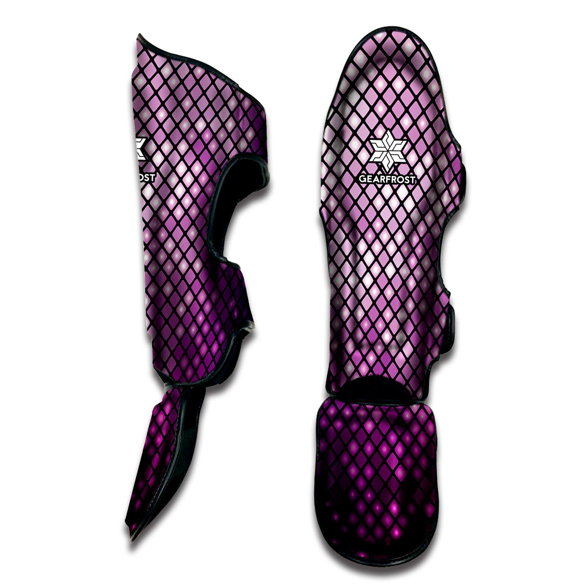 Purple Disco Lights Pattern Print Muay Thai Shin Guard