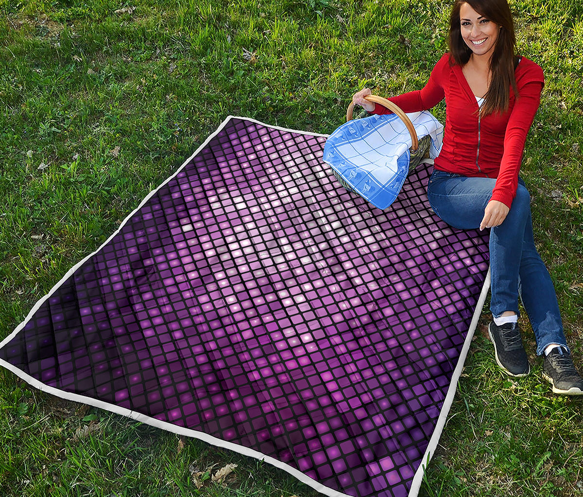 Purple Disco Lights Pattern Print Quilt