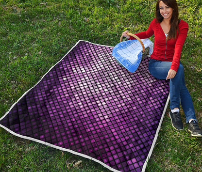 Purple Disco Lights Pattern Print Quilt