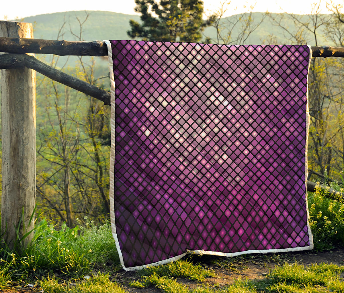 Purple Disco Lights Pattern Print Quilt