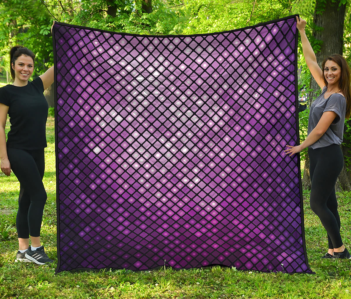Purple Disco Lights Pattern Print Quilt
