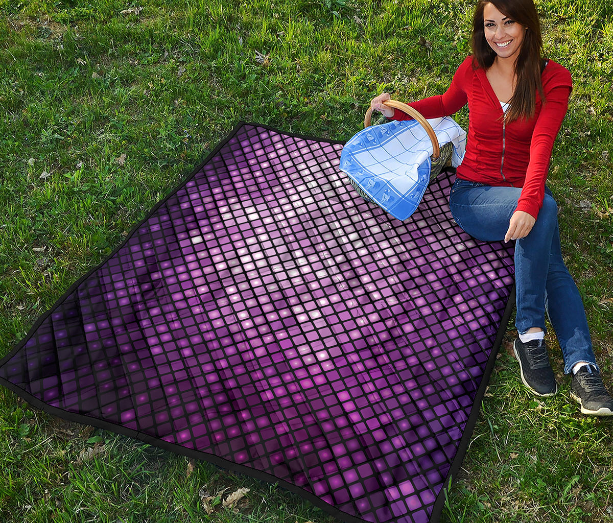 Purple Disco Lights Pattern Print Quilt