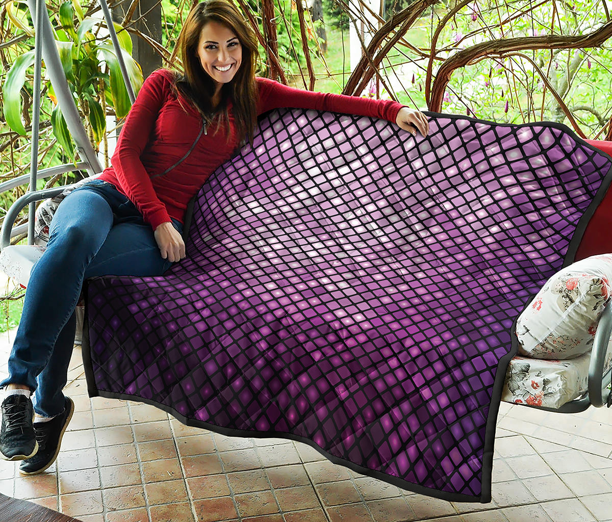 Purple Disco Lights Pattern Print Quilt