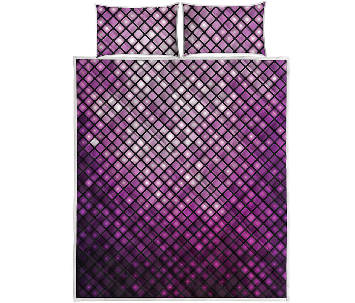 Purple Disco Lights Pattern Print Quilt Bed Set