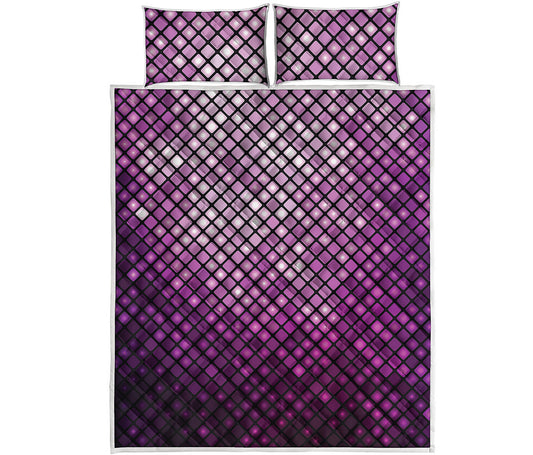 Purple Disco Lights Pattern Print Quilt Bed Set