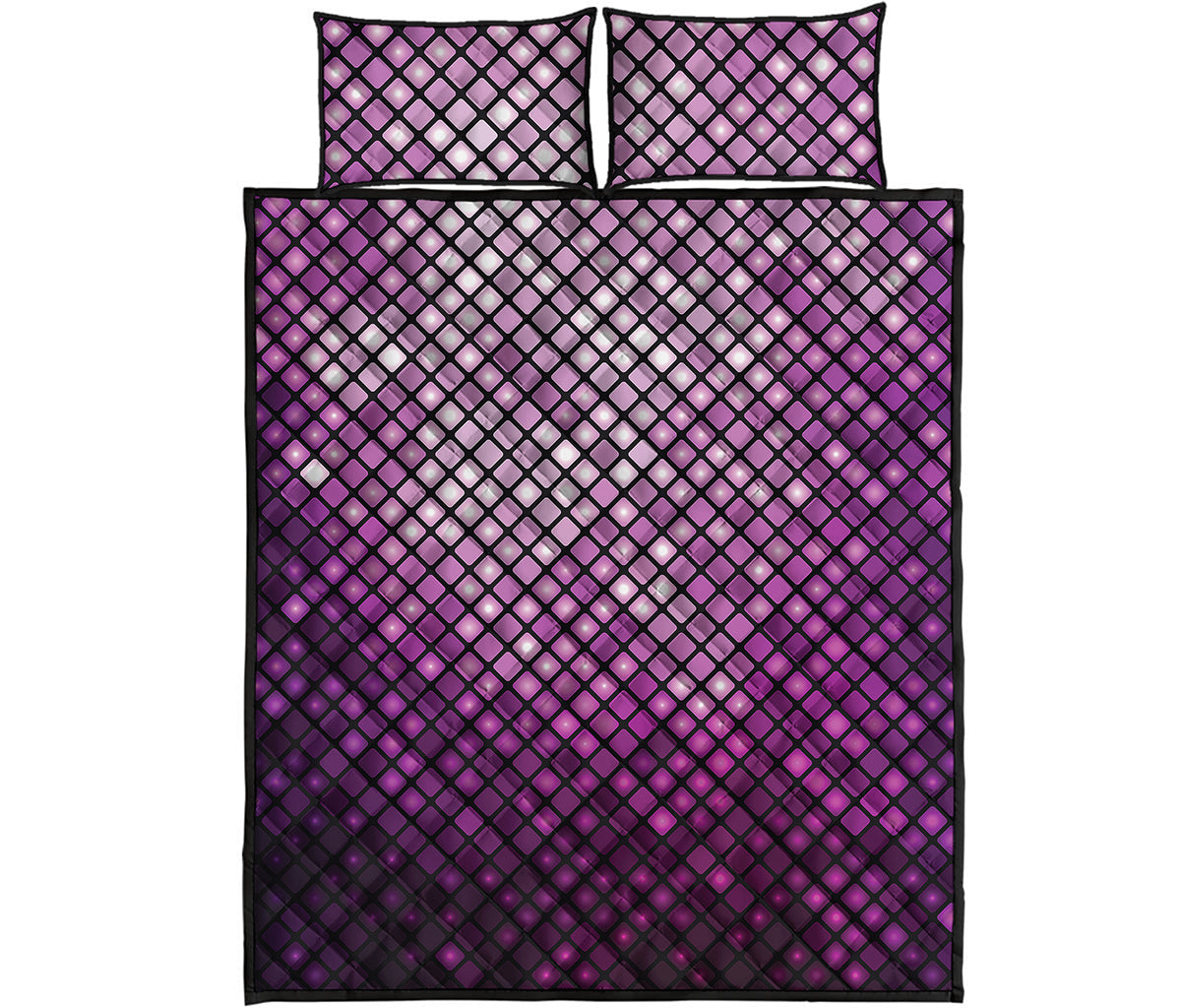 Purple Disco Lights Pattern Print Quilt Bed Set