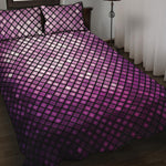 Purple Disco Lights Pattern Print Quilt Bed Set