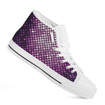 Purple Disco Lights Pattern Print White High Top Shoes