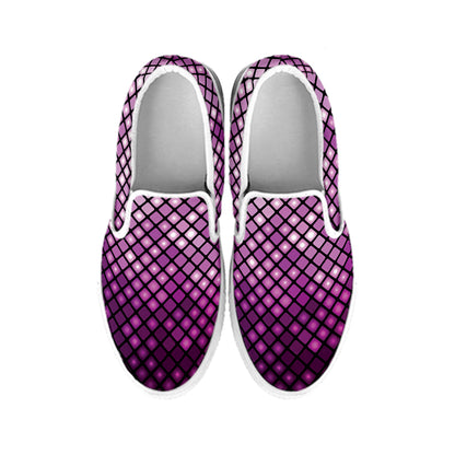 Purple Disco Lights Pattern Print White Slip On Shoes