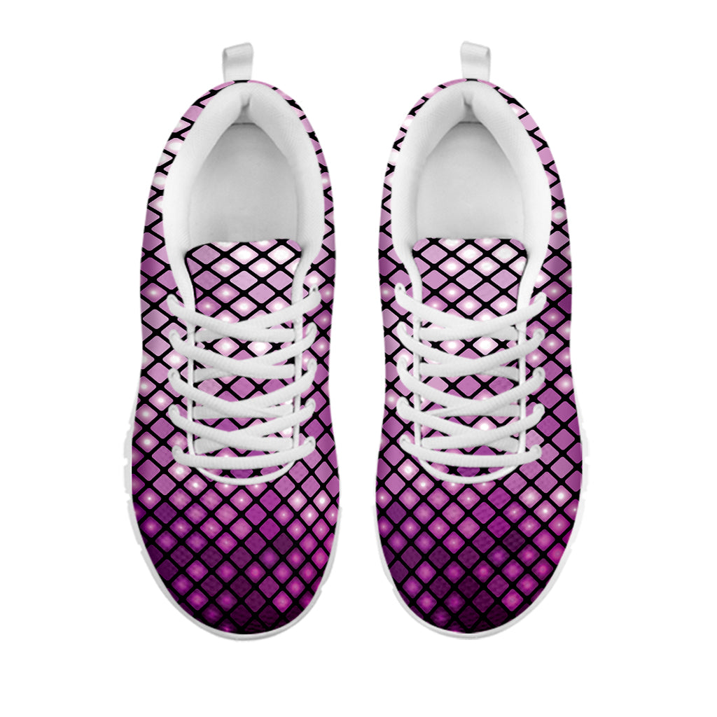 Purple Disco Lights Pattern Print White Sneakers