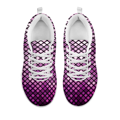Purple Disco Lights Pattern Print White Sneakers