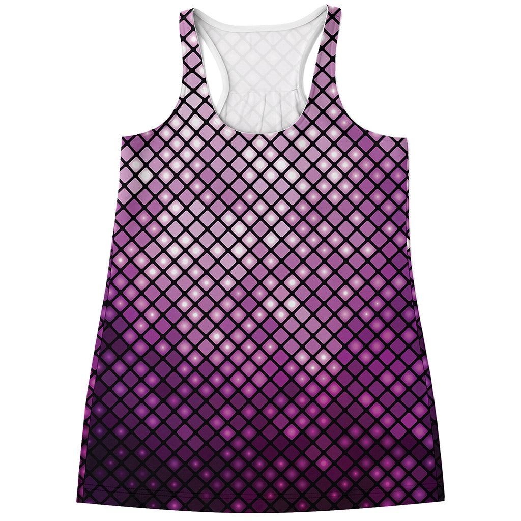 Purple Disco Lights Pattern Print Women's Racerback Tank Top