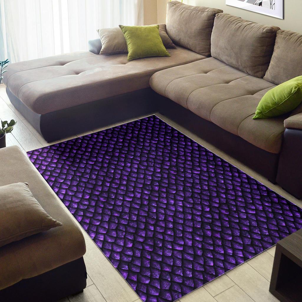 Purple Dragon Scales Pattern Print Area Rug GearFrost