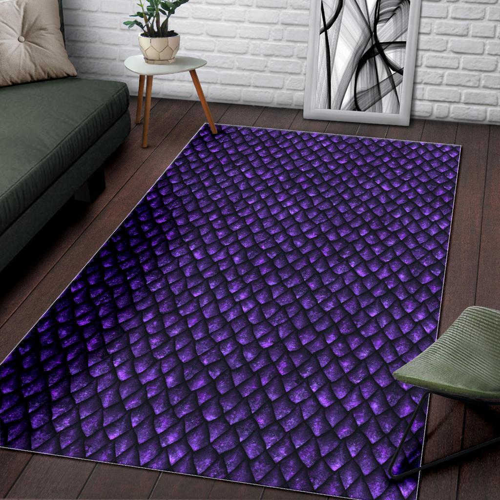 Purple Dragon Scales Pattern Print Area Rug GearFrost