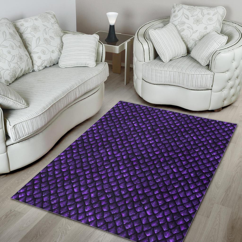 Purple Dragon Scales Pattern Print Area Rug GearFrost