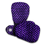 Purple Dragon Scales Pattern Print Boxing Gloves