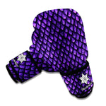 Purple Dragon Scales Pattern Print Boxing Gloves