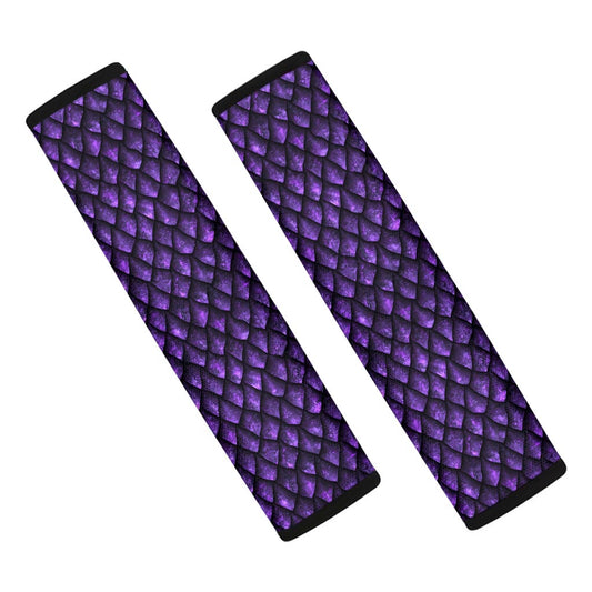 Purple Dragon Scales Pattern Print Car Seat Belt Covers