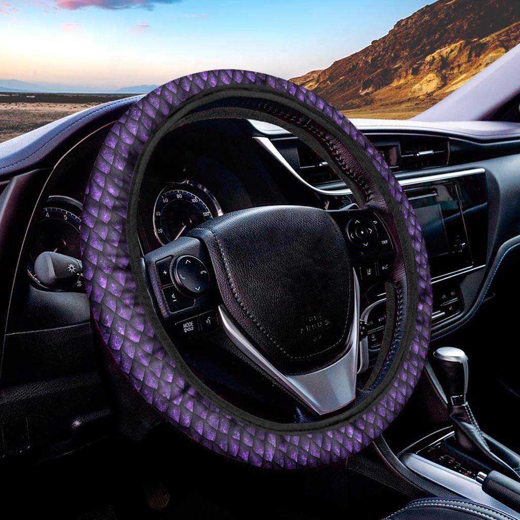 Purple Dragon Scales Pattern Print Car Steering Wheel Cover