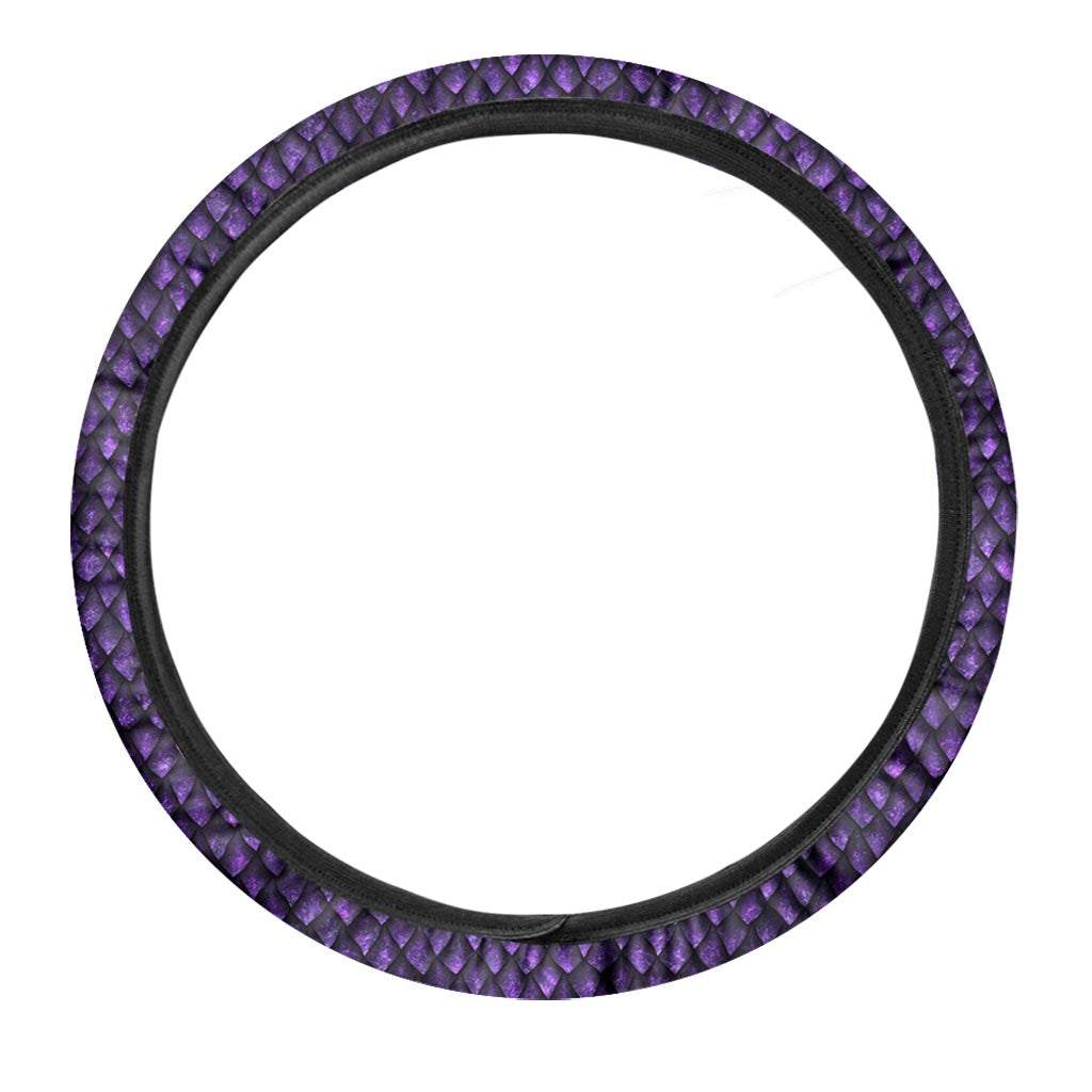 Purple Dragon Scales Pattern Print Car Steering Wheel Cover