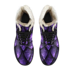 Purple Dragon Scales Pattern Print Comfy Boots GearFrost