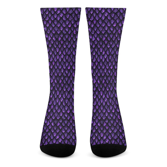 Purple Dragon Scales Pattern Print Crew Socks