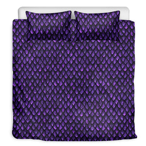 Purple Dragon Scales Pattern Print Duvet Cover Bedding Set