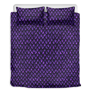 Purple Dragon Scales Pattern Print Duvet Cover Bedding Set